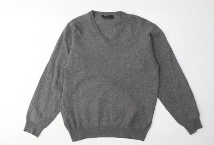 Daniel Hechter Men's Grey Wool V-Neck Pullover, Size L