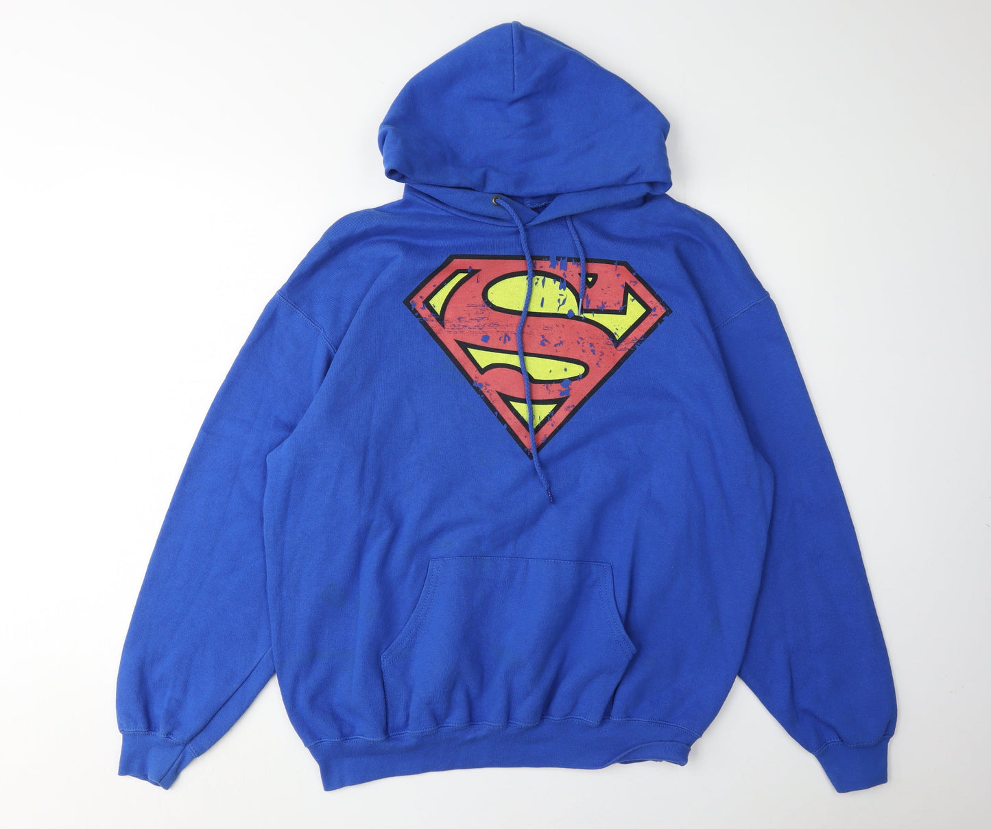 Superman Men's Blue Pullover Logo Hoodie L
