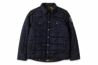 Front view of FatFace boys’ blue puffer jacket 10-11 years lined lightweight