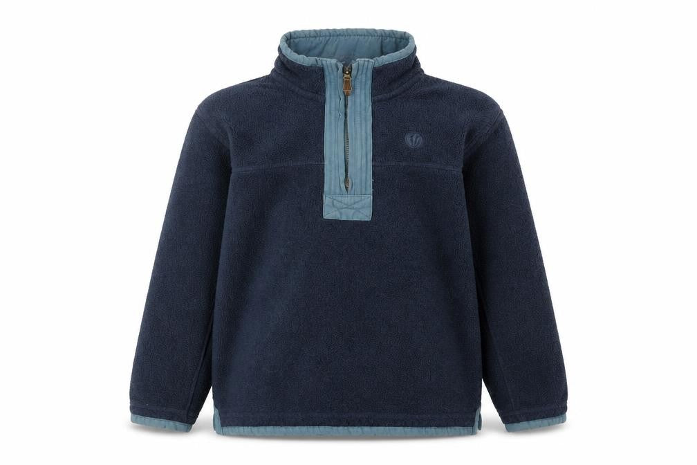 Front view of FatFace boys’ blue pullover sweatshirt 6-7 years hooded