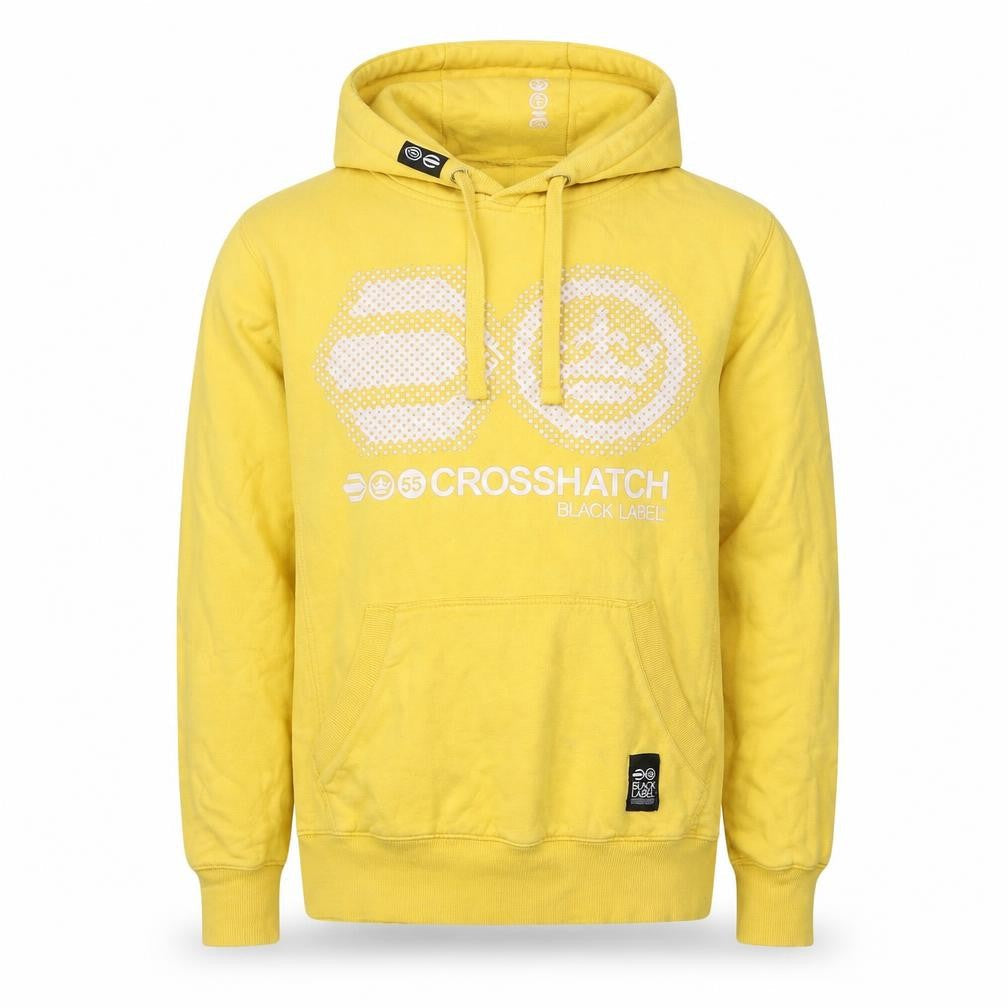 Mens UK Size L Crosshatch Yellow Pullover Hoodie