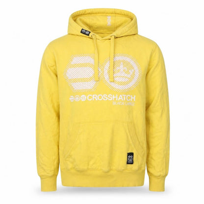 Mens UK Size L Crosshatch Yellow Pullover Hoodie