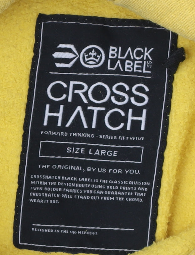 Mens UK Size L Crosshatch Yellow Pullover Hoodie