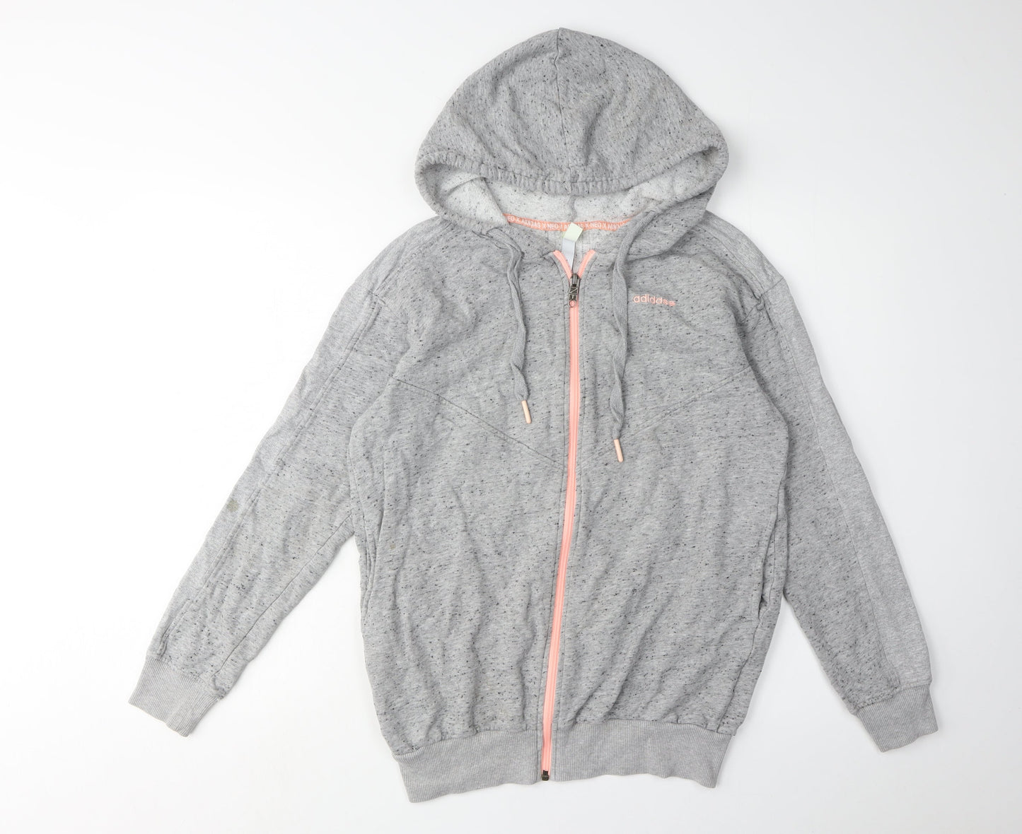 Adidas Women's Grey Full Zip Hoodie, S, Lightweight Casual