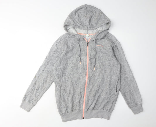 Adidas Women's Grey Full Zip Hoodie, S, Lightweight Casual