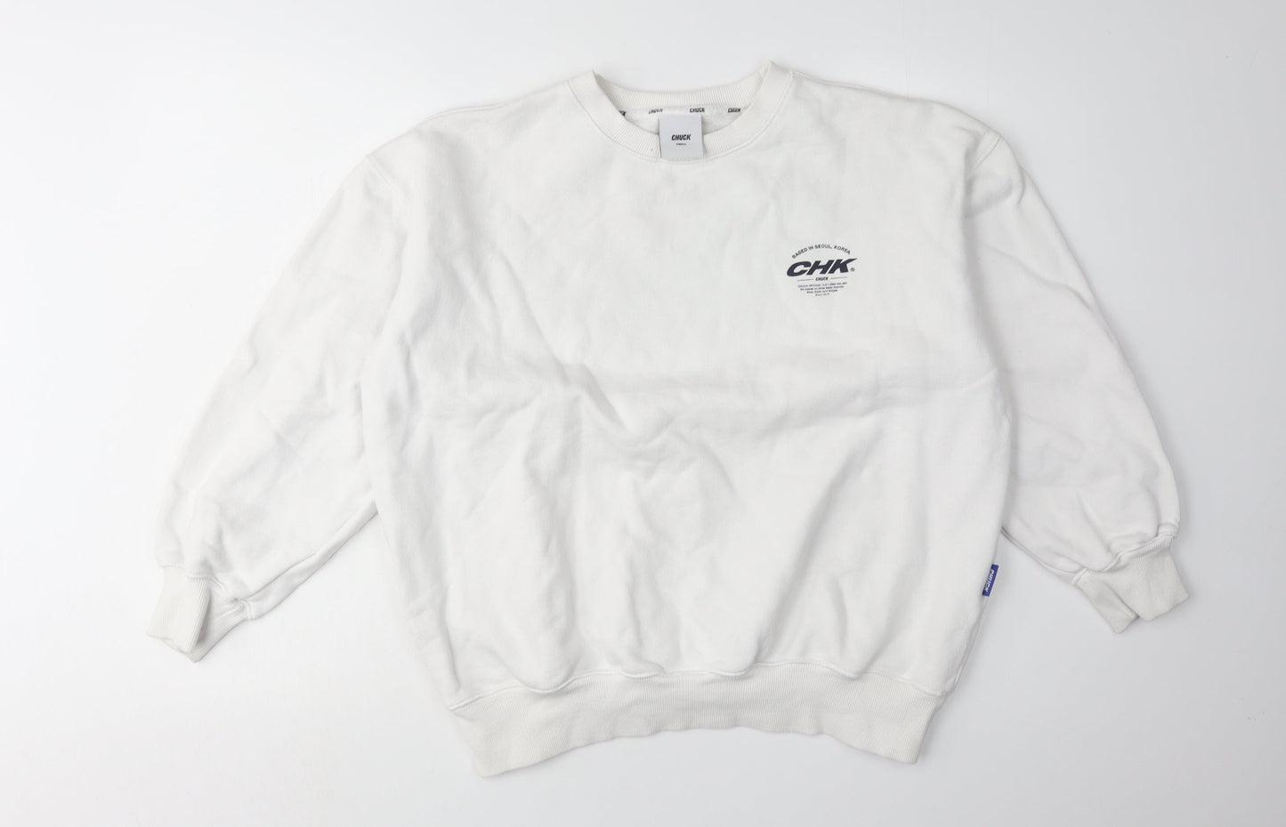 Chuck White Unisex Sweatshirt, Size S, Cotton, New