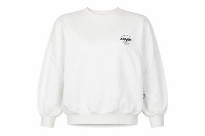 Front view of Chuck White unisex sweatshirt, size S, cotton, new