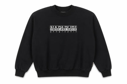 Front view of Napapijri unisex black logo sweatshirt xs