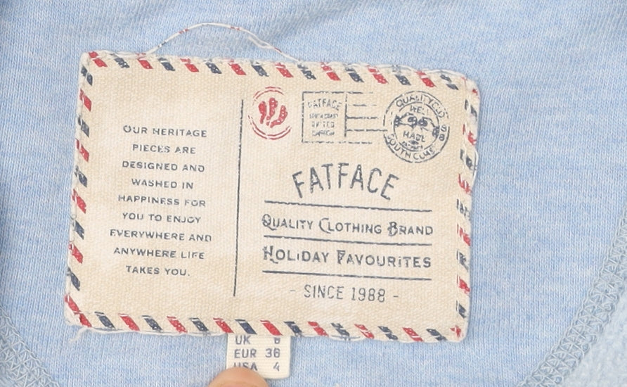 Womens UK Size 8 FatFace Blue Full Zip Hoodie