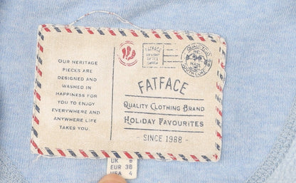 Womens UK Size 8 FatFace Blue Full Zip Hoodie