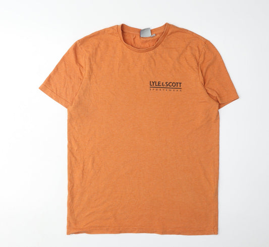 Lyle & Scott Men's Orange Crew Neck T-Shirt - Size S