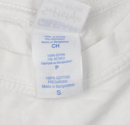Mens UK Size S Gildan White  T-Shirt