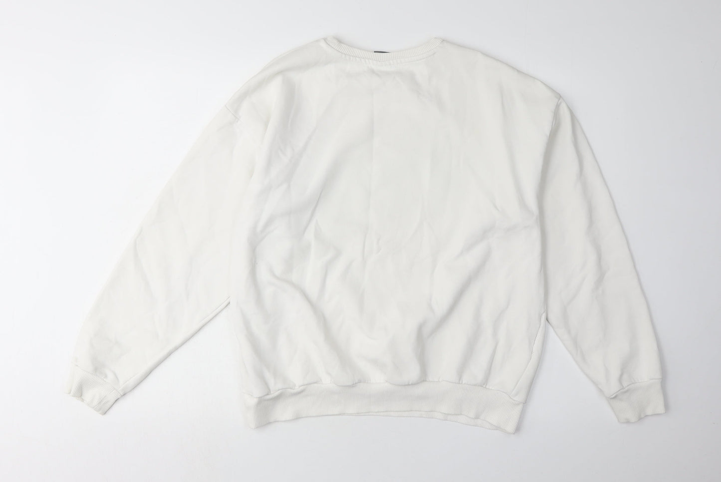 Puma Women's White Logo Sweatshirt L Pullover Crew