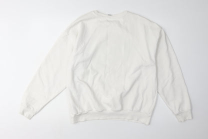 Puma Women's White Logo Sweatshirt L Pullover Crew