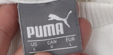 Puma Women's White Logo Sweatshirt L Pullover Crew