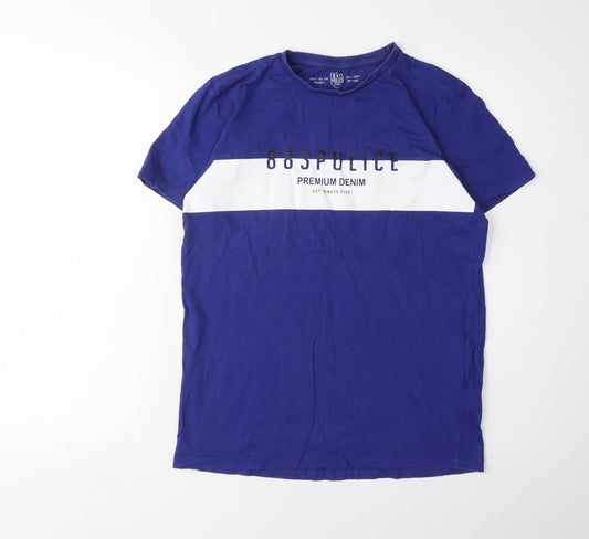 883 Police Men's Blue Cotton T-Shirt Size S Regular Fit
