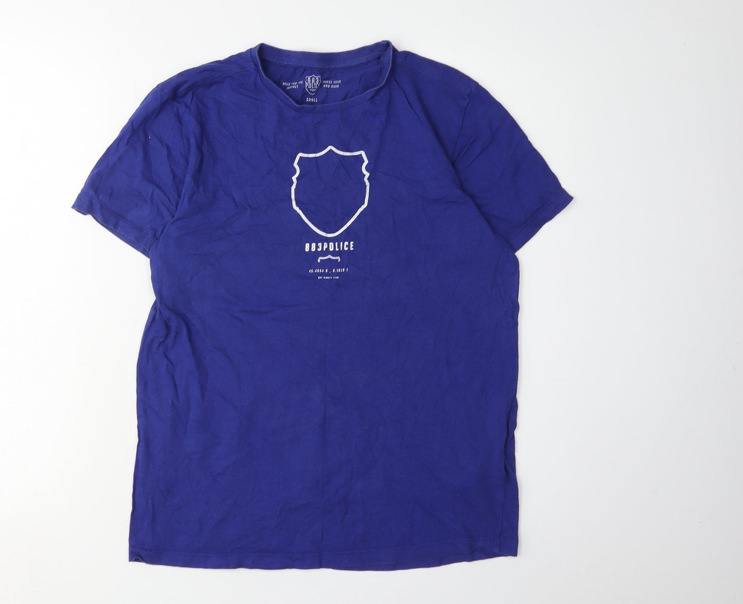 Police Men's Blue S T-Shirt, Short Sleeve, Logo Accent