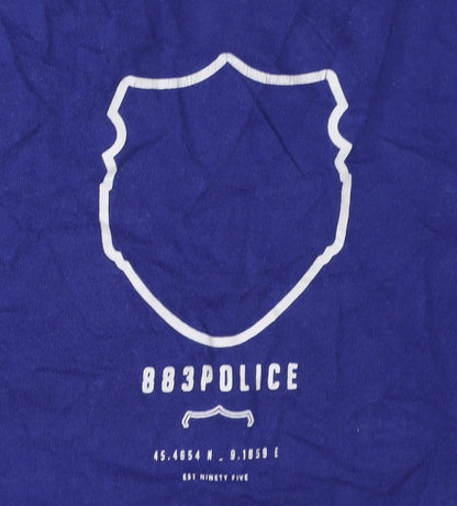 Police Men's Blue S T-Shirt, Short Sleeve, Logo Accent