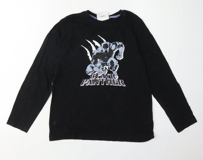 Marvel Boys Black Panther T-Shirt, Black, 10-11 Years, Pullover