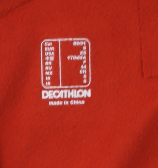 Mens UK Size S DECATHLON Red Full Zip Hoodie