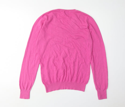 Kangol Women's Pink V-Neck Jumper Size 12
