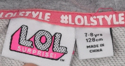 LOL Surprise Girls Grey Hoodie 7-8 Years Pullover with Graphic
