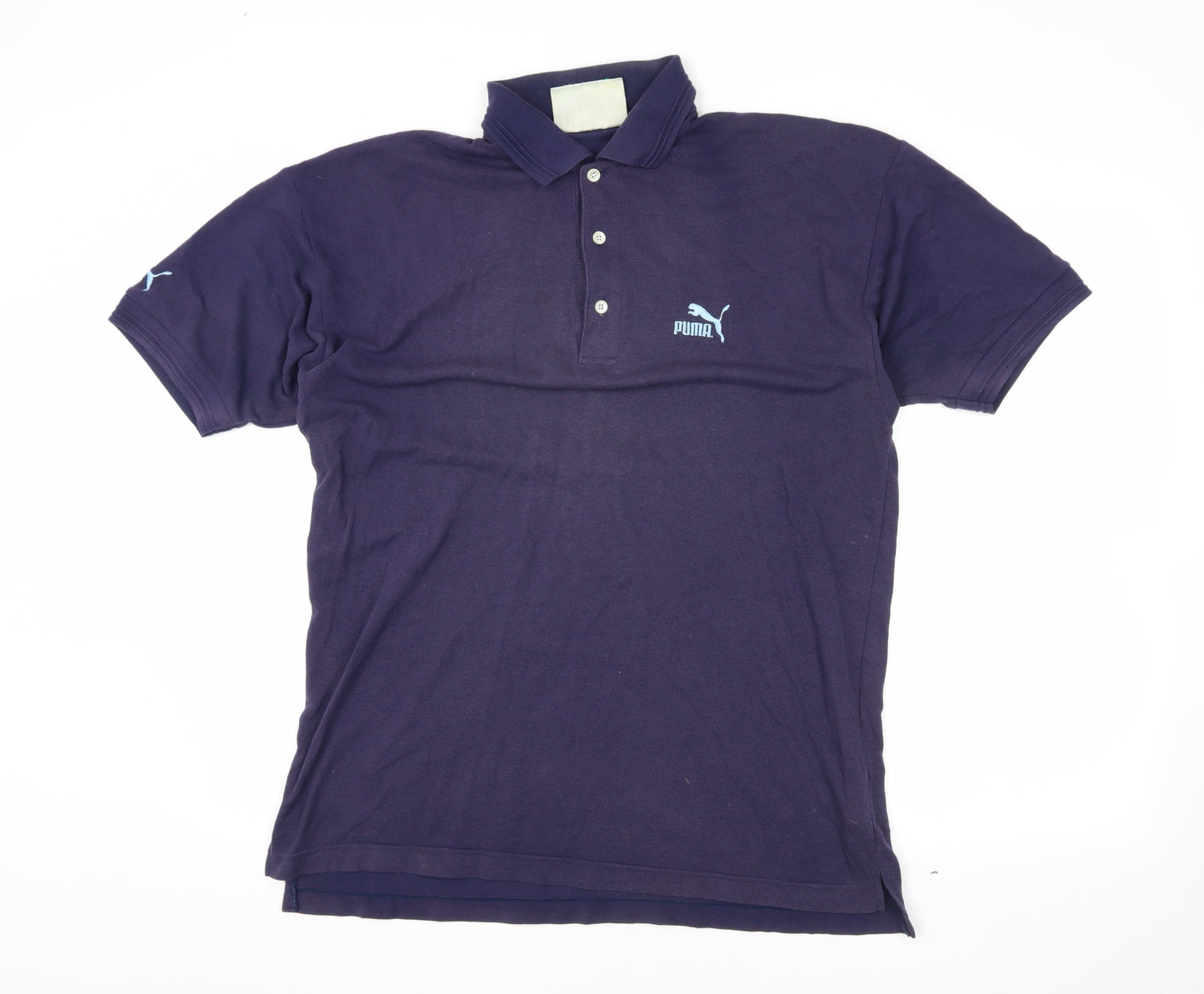 Puma Men's Blue Polo Shirt Size 42 Solid Casual