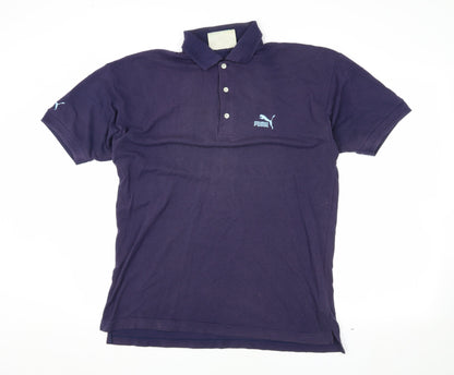 Puma Men's Blue Polo Shirt Size 42 Solid Casual