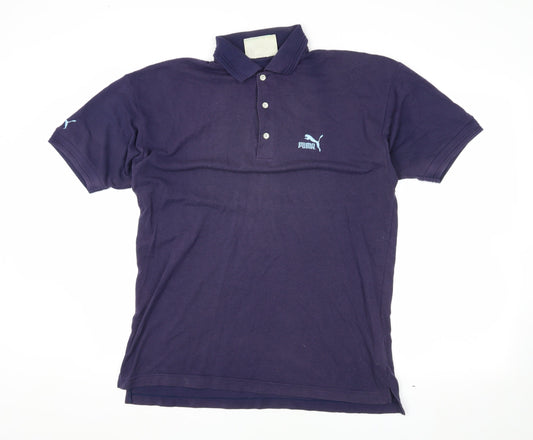 Puma Men's Blue Polo Shirt Size 42 Solid Casual