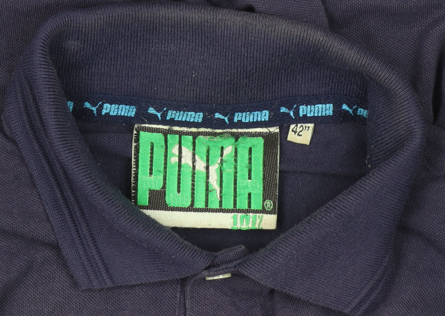 Puma Men's Blue Polo Shirt Size 42 Solid Casual