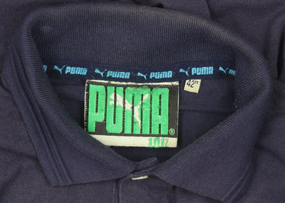 Puma Men's Blue Polo Shirt Size 42 Solid Casual