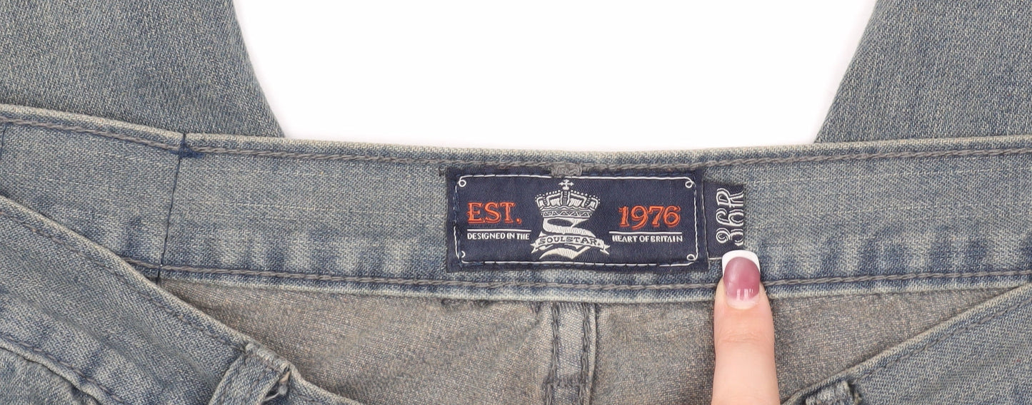 Mens UK Size 36R Soulstar Regular Fit Straight Blue Jeans