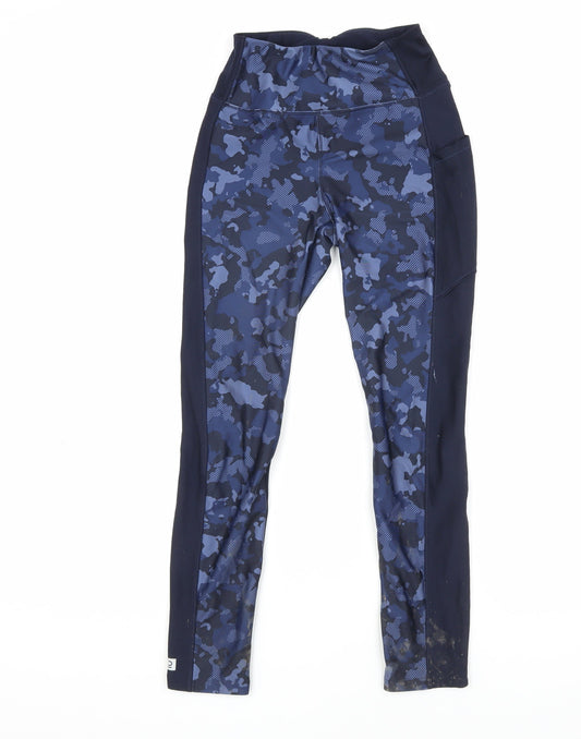 Decathlon Women's Blue Camouflage Leggings M for Running