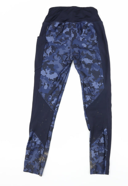 Decathlon Women's Blue Camouflage Leggings M for Running