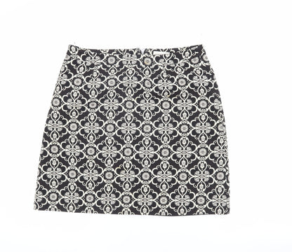 Monsoon Women's Black Geometric Knee-Length Pencil Skirt - Size 12