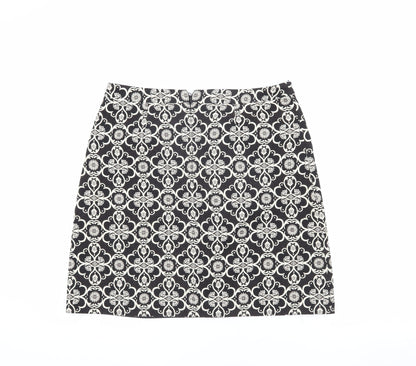Monsoon Women's Black Geometric Knee-Length Pencil Skirt - Size 12