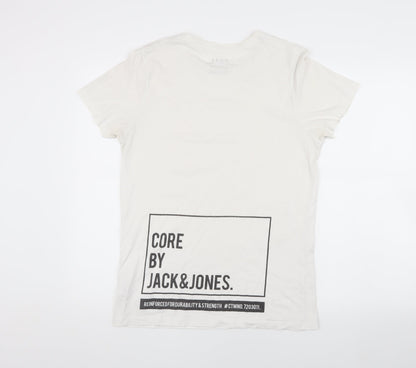 Jack & Jones Men's White Medium T-Shirt, Crew Neck Casual