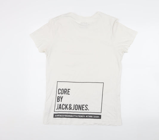 Jack & Jones Men's White Medium T-Shirt, Crew Neck Casual