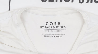 Jack & Jones Men's White Medium T-Shirt, Crew Neck Casual