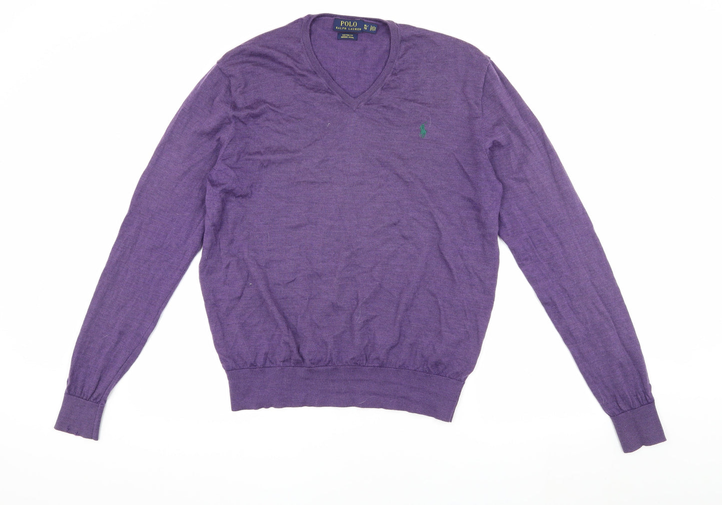 Polo Ralph Lauren Men’s Purple Wool XL V-Neck Jumper