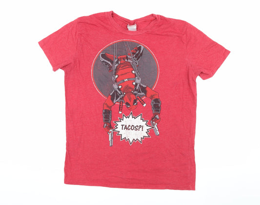 Marvel Men’s Deadpool Red Graphic Tee Medium