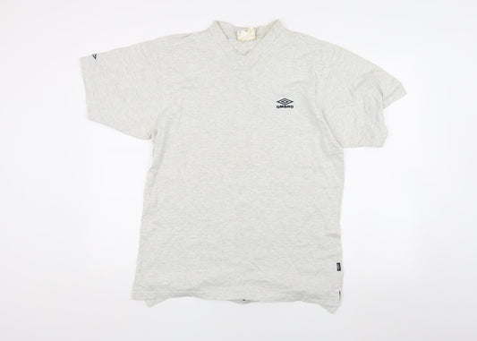 Umbro Men's Grey V-Neck T-Shirt, Size M, Casual Comfort