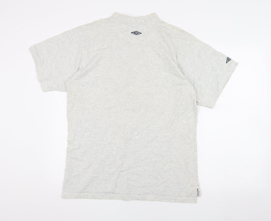 Umbro Men's Grey V-Neck T-Shirt, Size M, Casual Comfort