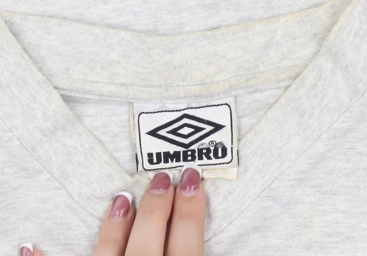 Umbro Men's Grey V-Neck T-Shirt, Size M, Casual Comfort