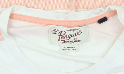 Penguin Men's XL Pink Striped T-Shirt, Crew Neck