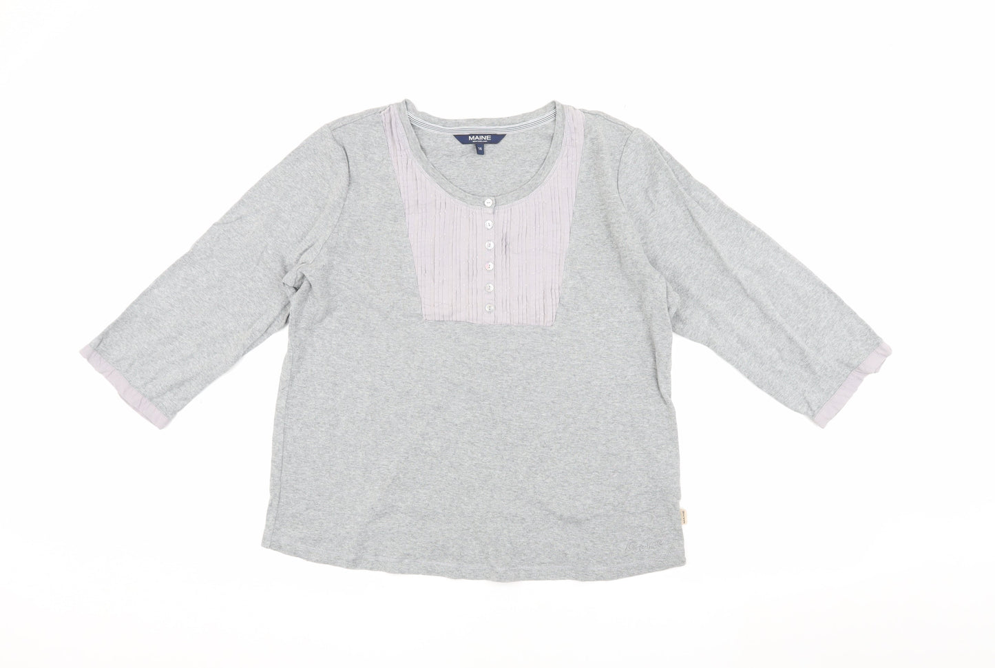 Womens UK Size 16 Maine Grey Basic T-Shirt