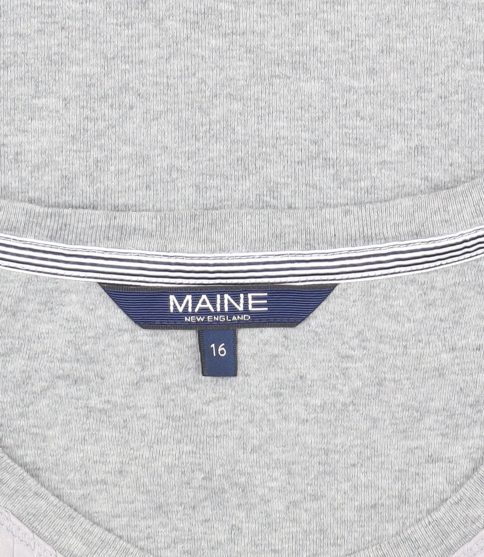 Womens UK Size 16 Maine Grey Basic T-Shirt