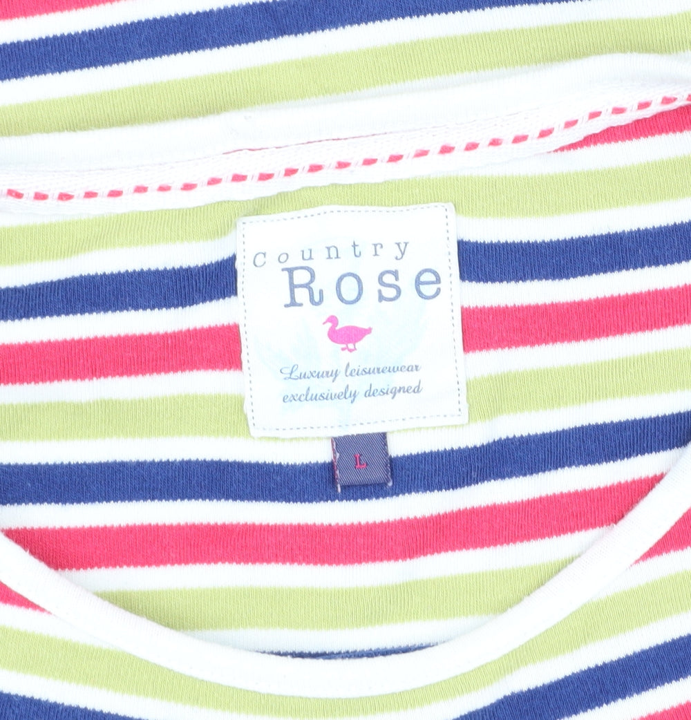 Womens UK Size L Country Rose Multicoloured Basic T-Shirt