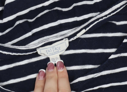 Fat Face Women's Blue Striped 3/4 Sleeve A-Line Dress