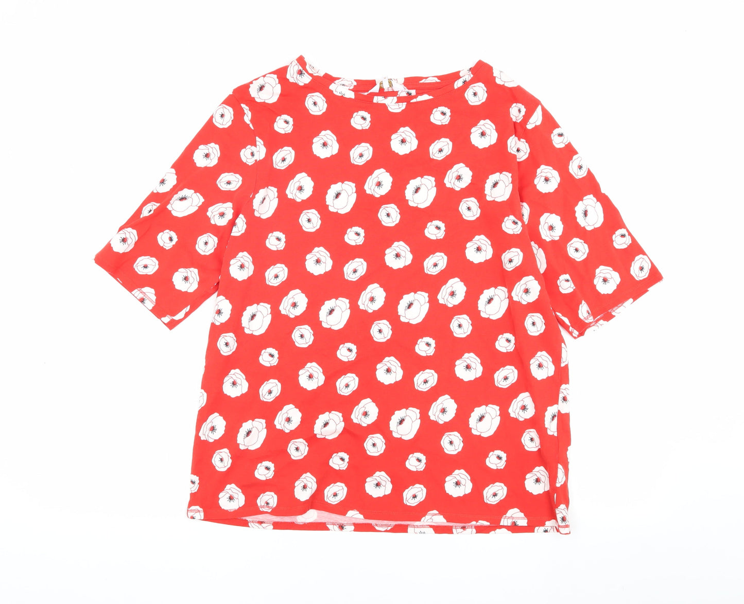 Cotton Traders Women's Red Floral T-Shirt Size 16